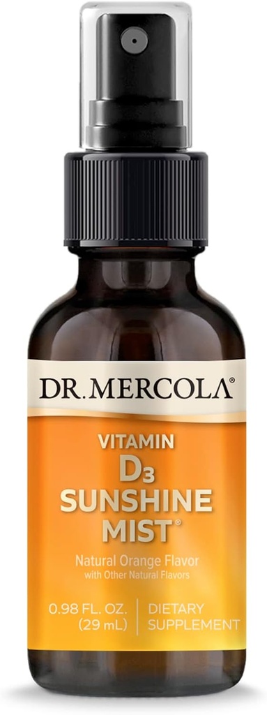 Dr. Mercola Vitamin D3 Sunshine Mist - understøtter immunforsvar og fælles sundhed - 5000 IE per servering - Non-GMO, Gluten- Free & Soy- Free - 0,98 fl oz (38 Servere)