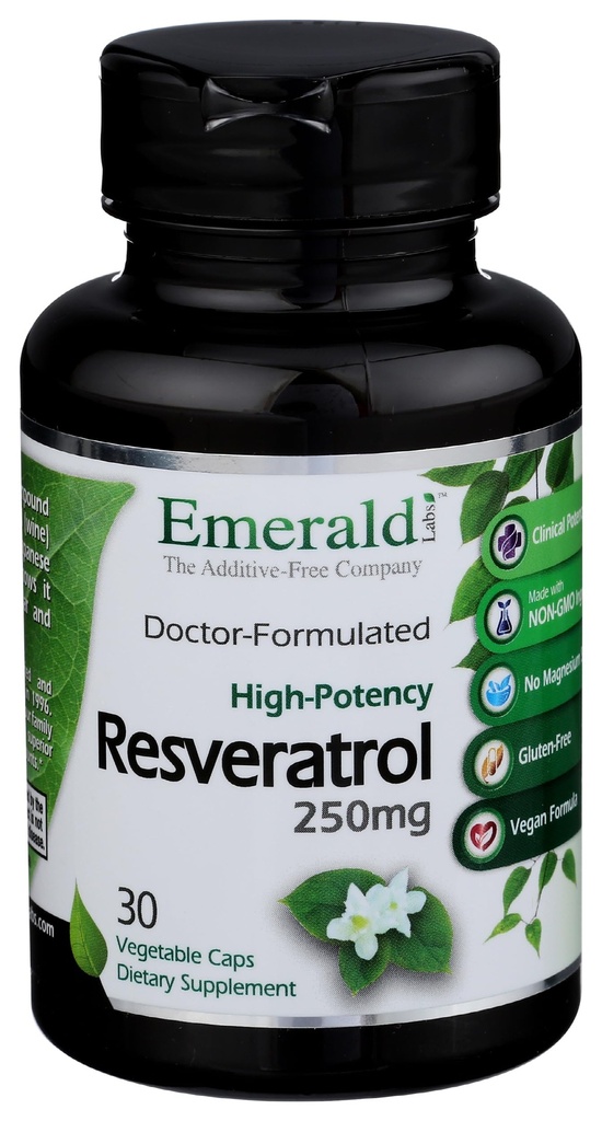 Emerald Labs Resveratrol - Kosttilskud med Resveratrol til celle- og kardiovaskulær støtte - 30 grøntsagskapsler