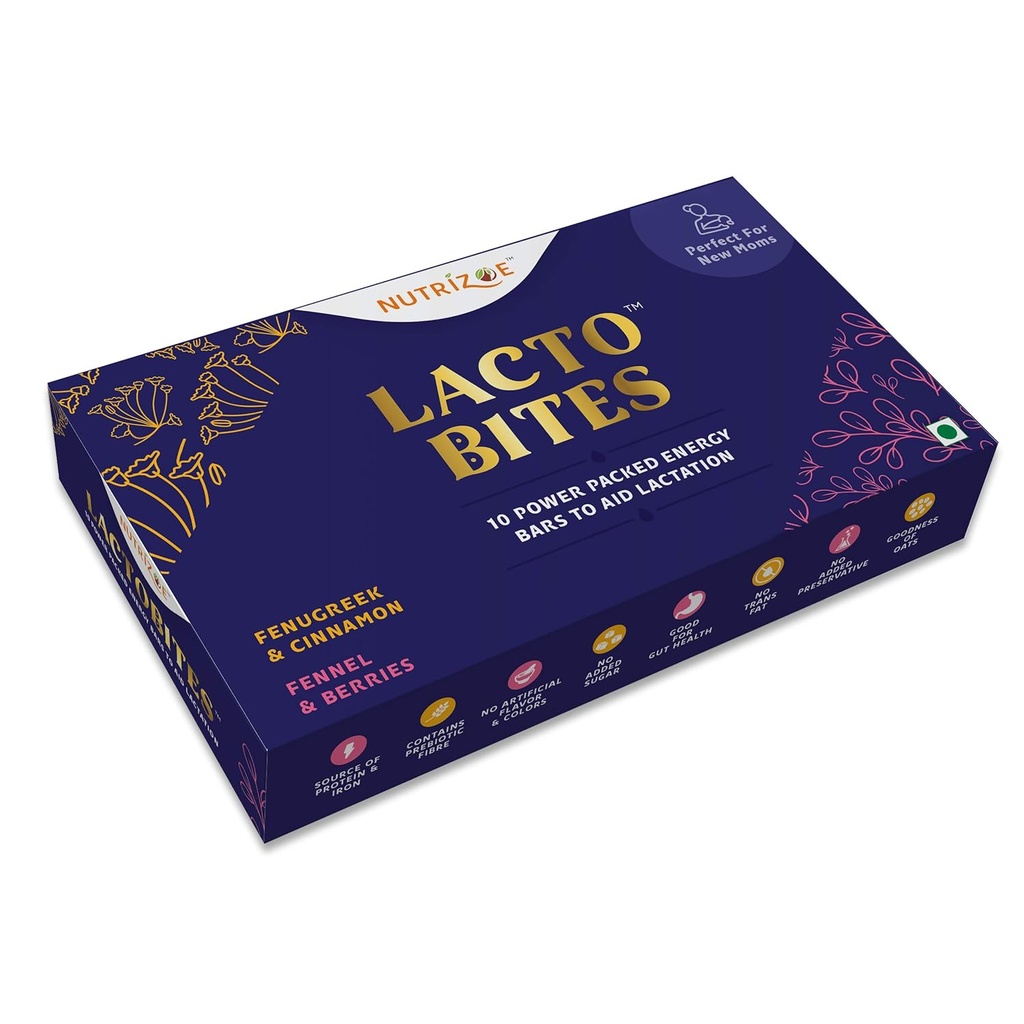 Nutrizoe Lactobites - Power Packed To Supply Lactation for Increated Milk Supply and Easy Amning, 450 Gm (10 Barer)