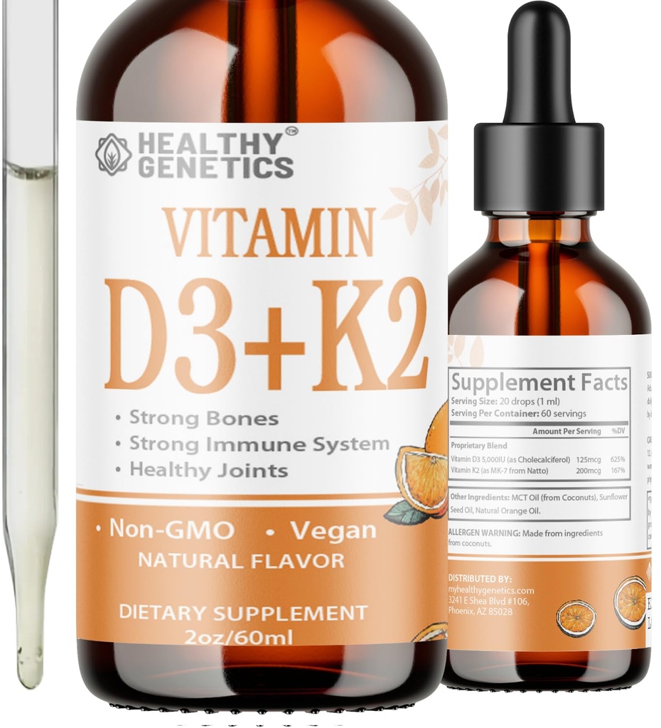 Liquid Vitamin D3 K2 Plus Vitamin K2 MK- 7