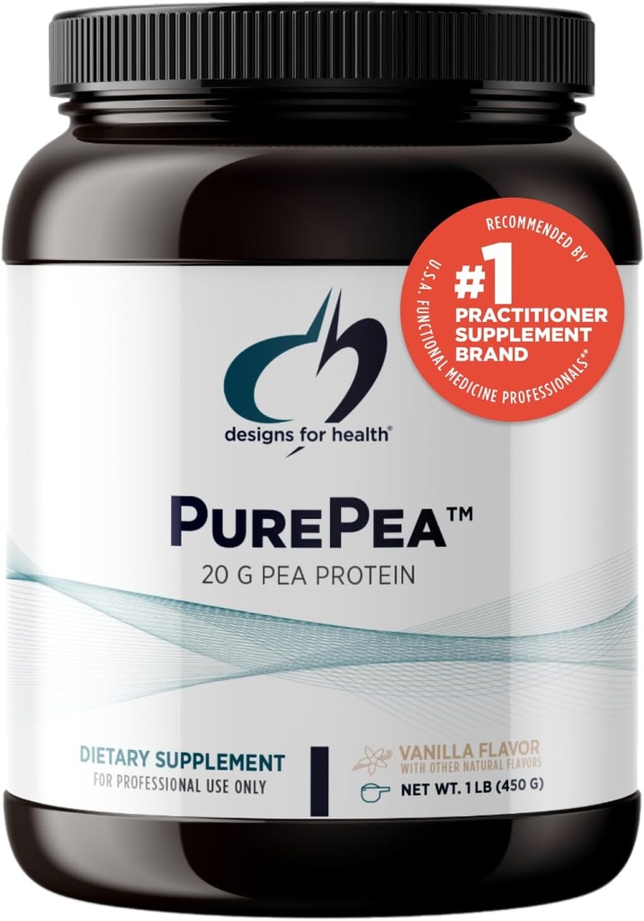 Design til sundhed PurePea - 20g Vegan Pea Protein, Non- GMO naturlige drikke mix pulver supplement, Vanilla (15 Servere / 450g)
