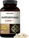 NatureBell Natokinase Supplement 8.000 FU Per Serving, 240 Veggie Kapsler er 124; Traditional Nato Extract Kilde - Max Strength Enzyme & Heart Health Support - Non- GMO