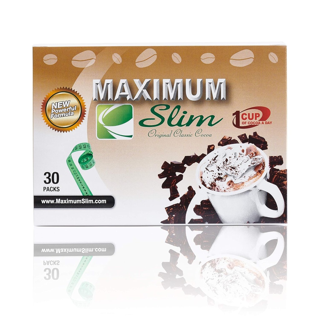 Maksimal Slim Premium Instant Kakao - cremet, lækker 4- in-1 Formel med naturlige urteudtræk til energi & vitalitet, maksimal tilfredsstillelse & smag. Ingen bivirkninger (Laxative- Free) -USA Made, 30 Ct