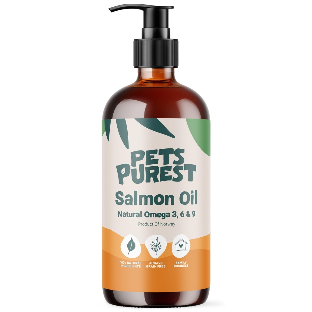 Pets Pure Salmon Oil for Hunde, Katte, Heste, Ferrets & Kæledyr - 32 Fl Oz 100% Pure Premium Food Grade - Natural Omega 3, 6 & 9 Supplement - Fremme Coat, Hud, Fælles og Hjerne Sundhed