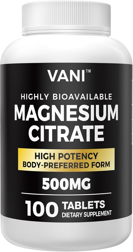 Magnesium Citrate 500MG 100 tabletter - Vegan Safe, High Absorption