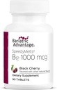 Bariatric Advantage B- 12 Speedy smelter, Vitamin B12 1000 mcg tillæg, Hurtig smeltning med 200 mcg folinsyre til ernæringsmæssig støtte - Sort kirsebær, 90 Greve
