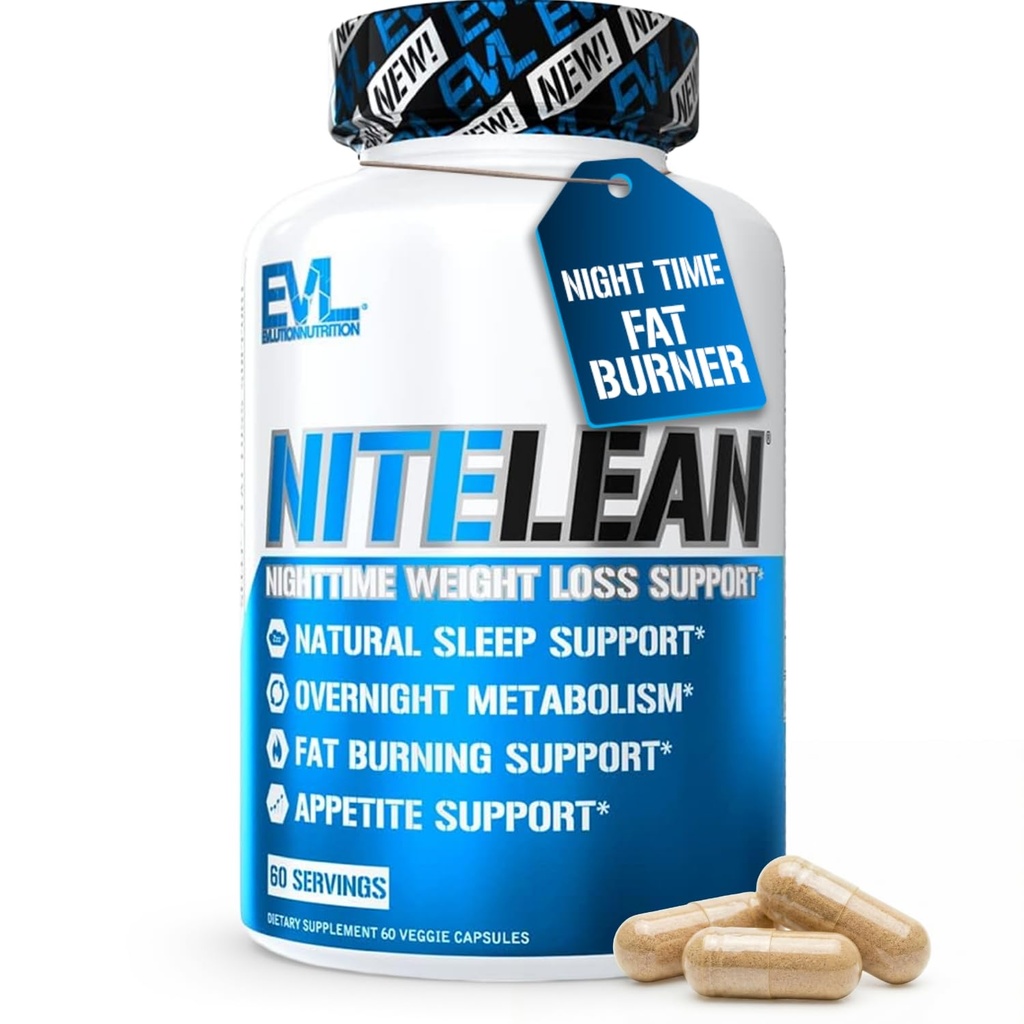 Evolution Nutrition Night Time Fat Burner Support - Overnatning Sleep and Weight Loss Support Pills with Thermogen Green Tea and White Nyre Bean Extract - Diet Pills, der kan hjælpe Stubborn fedt Tab