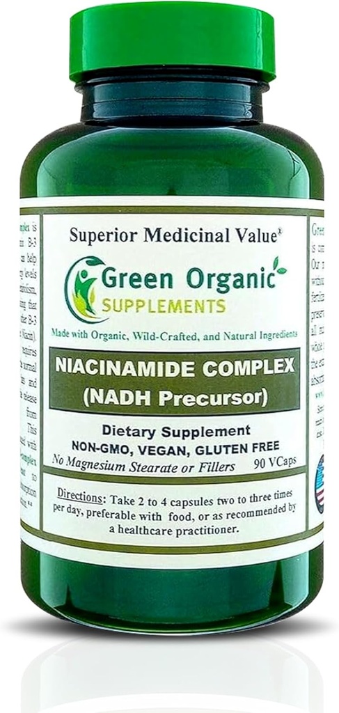 Grøn Organisk Kosttilskud Niacinamid, Niacin, NAD, NADH, Høj Absorberbar, Non- GMO, Gluten- Free (Single)