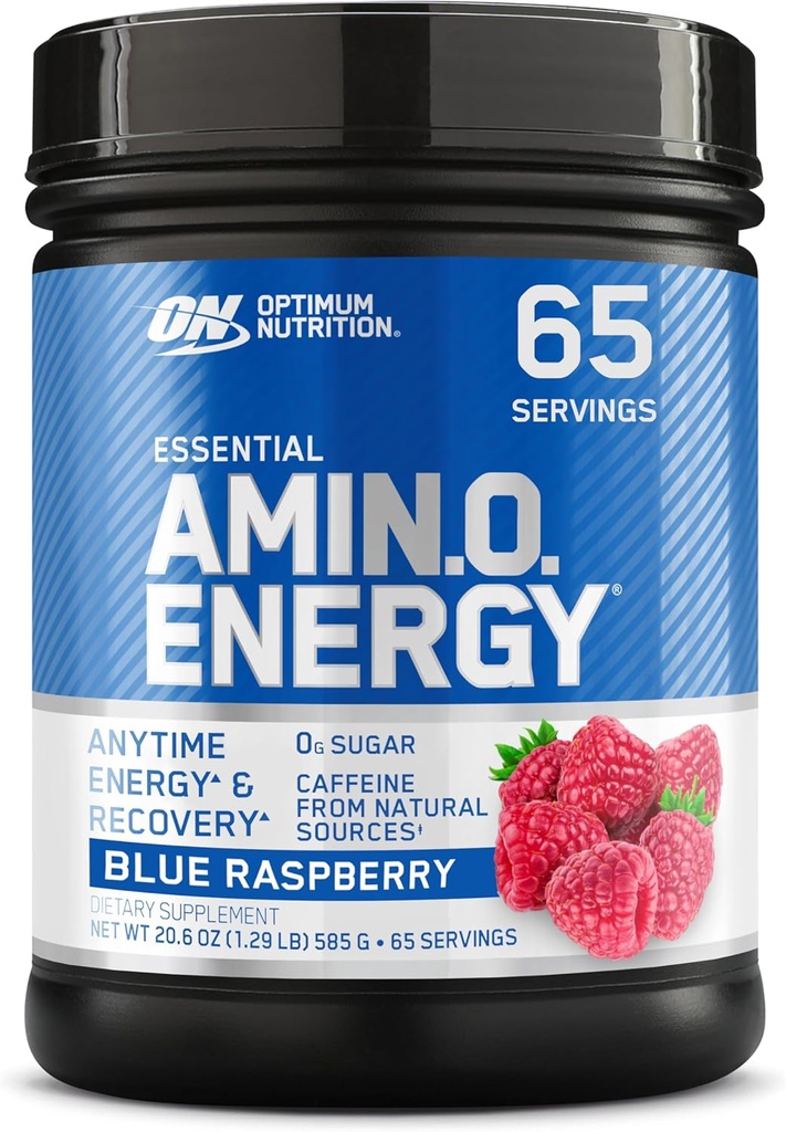 Optimum Nutrition Amino Energy - Pre Workout with Green Tea, BCAA, Amino Acids, Keto Friendly, Green Coffee Extract, Energy Powder - Blue Raspberry, 65 Servings (Packaging May Vary)