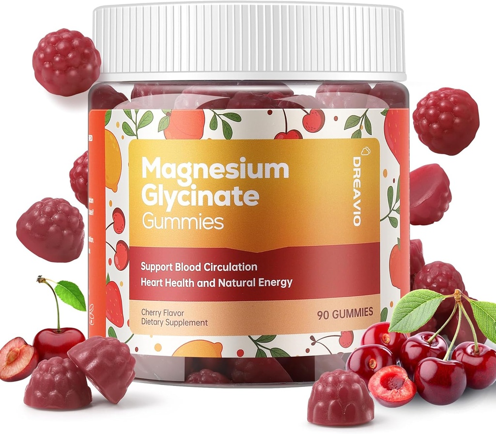 90 Greve Magnesium Glycinate Gummies 400mg w / Ashwagandha Supplement - Sukker fri Zink Magnesium Glycinate Supplement Ashwagandha Gummies for voksne