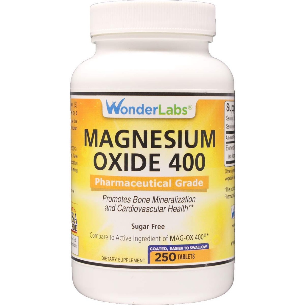Wonder Labs Magnesiumoxid 400, 483mg Magnesiumoxid Pharmaceutical Grade * * Sammenlign med MAG- OX 400 ® - 250 tabletter