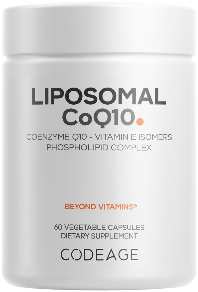 Kodeage Liposomal CoQ10 Supplement - 125 mg Coenzym Q10 med E-vitamin Isomerer Tocopheroler - 2 - Måned Supply - 1 Kapsel Per Servering - Liposomal Levering - Vegan, Non- GMO, Gluten- Free - 60 Kapsler