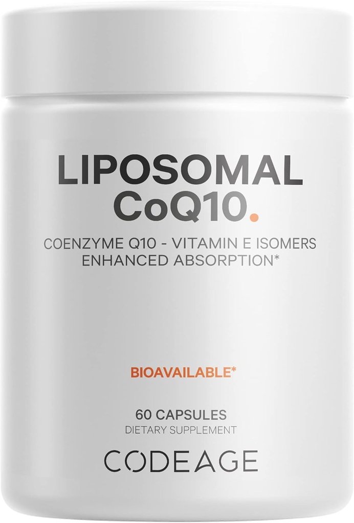 Kodeage Liposomal CoQ10 Supplement - 125 mg Coenzym Q10 med E-vitamin Isomerer Tocopheroler - 2 - Måned Supply - 1 Kapsel Per Servering - Liposomal Levering - Vegan, Non- GMO, Gluten- Free - 60 Kapsler