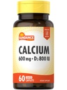 Sundance Calcium 600 mg med D3 + 124; 60 kapsler med 124; vegetarisk, ikke-GMO, og Gluten Free Supplement