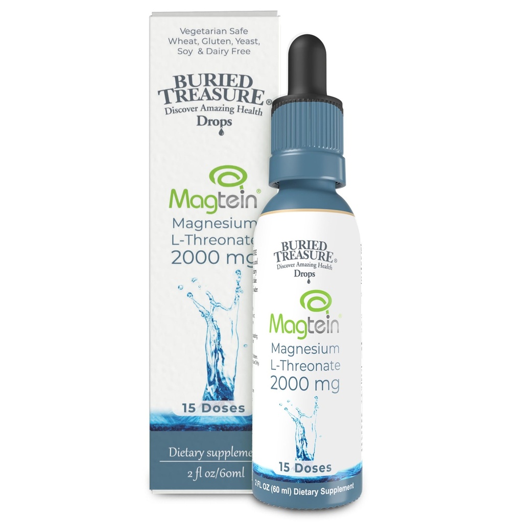 Begravet Treasure Magtein - 2 oz. 15 Doser, Brain Health Magnesium L- Threonat for forbedret hukommelse og søvn