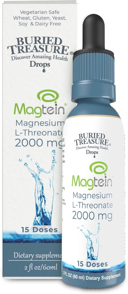 Begravet Treasure Magtein - 2 oz. 15 Doser, Brain Health Magnesium L- Threonat for forbedret hukommelse og søvn