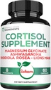 Satomi 8in1 Cortisol Manager med Magnesium Glycinate, Ashwagandha, Rhodiola Rosea, Lions Mane & mere - Cortisol Reducer supplement Mænd og kvinder - 60 kapsler