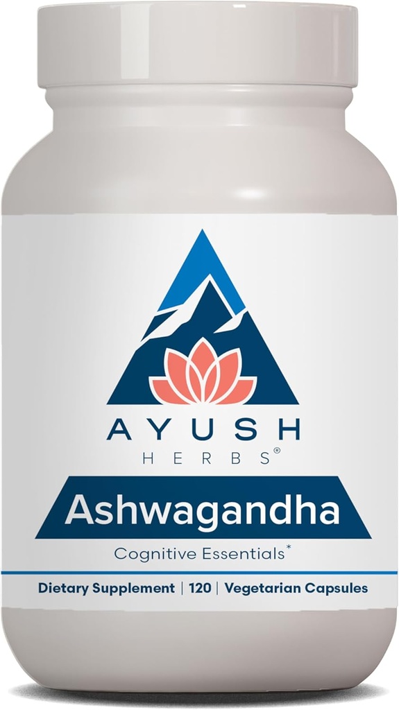 Ayush Herbs Ashwagandha Kapsler - Ashwagandha til mænd og kvinder, Ashwagandha Kosttilskud, Pure Ashwagandha Root Powder til Stress, 500mg per pille - 120 Vegetariske kapsler (1 Greve)