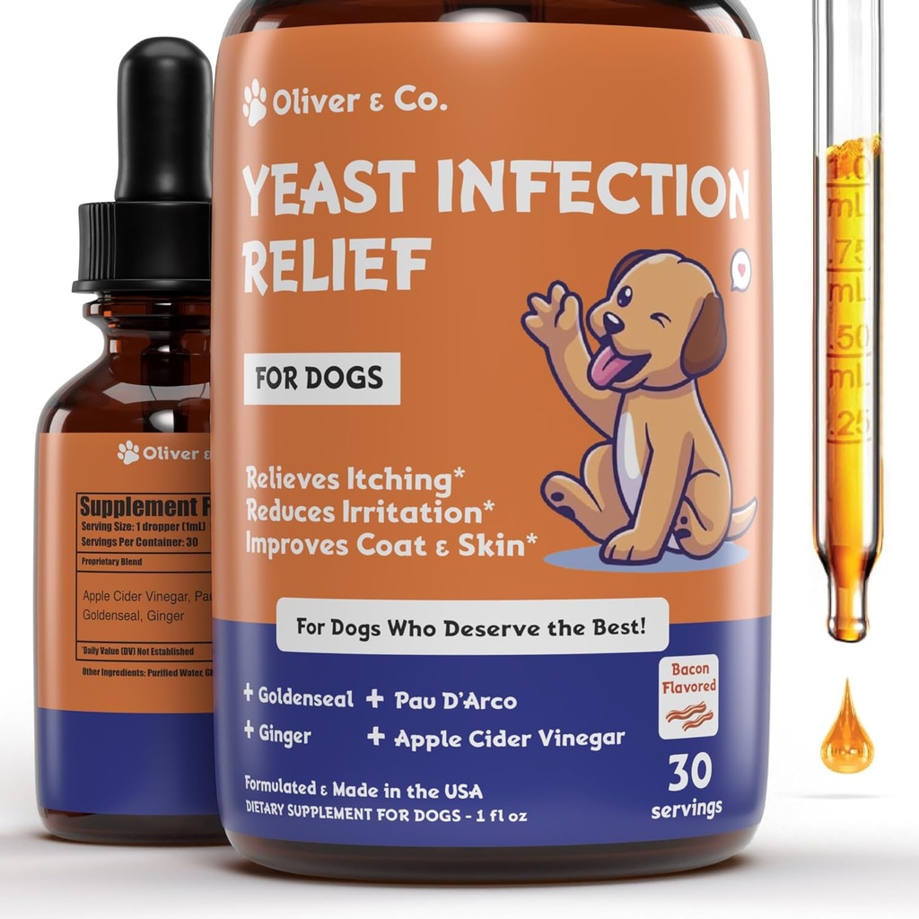 Naturlig Gær Infektion Behandling for hunde; Hjælper med at støtte Itch Relief, Scratching Relief & meget mere; 124; Øre Infektion Behandling for hunde • 124; Hundeøre Infektion Behandling • 124; 1 fl oz