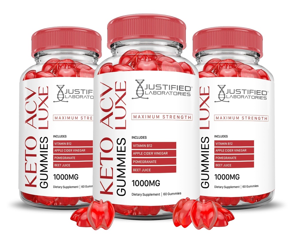(3 Pack) Luxe Keto ACV Gummies Advanced Formel 1000MG Luxe Keto Gummies Apple Cider Vinagar Formuleret med Pomegranate Beet Juice Powder B12 Vegan Non GMO 180 Gummys
