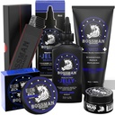 Bossman Complete Beard Kit - Men 's Beard Oil Jelly, Fortifying Bruser Conditioner, Balm, Mustache Wax & Comb - Beard Softer & Grooming Care - Mænd Gavesæt (Royal Oud Duft)