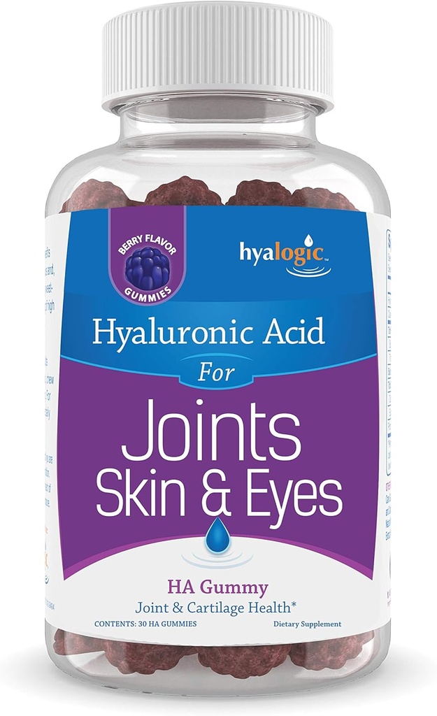 Hyalogisk hyaluronsyre Gummies Blandet Berry Flavor HA Gummies - Glutenfri Gummy Vitaminer for voksne - HA supplement til Joints, Hud & Øjne (30 Greve)