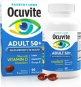 Ocuvite 50 + Eye Vitamin & Mineral Supplement, Multivitamin til Vision & Okulær Sundhed med Omega-3, Zink, Vitamin C & E, Lutein & Zeaxanthin, Zink Kosttilskud til kvinder og mænd, 90 Softgels