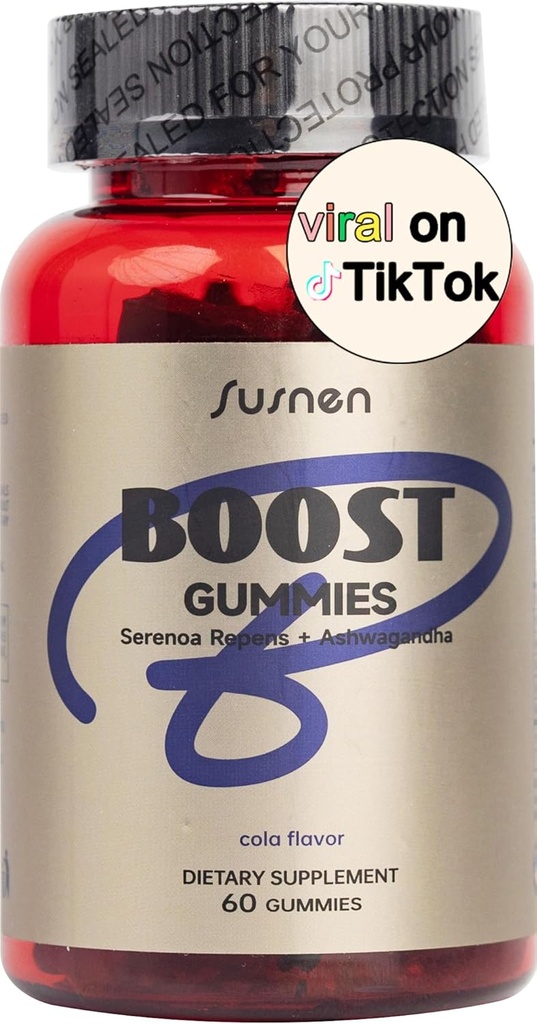 Boost Gummies, Serenoa Repens & Ashwagandha Extract, Saw Palmetto for mænd, Forbedre Body Funktion, Reducere stress, Mand Vitality Supplement, Cola Flavor (60 Gummies)