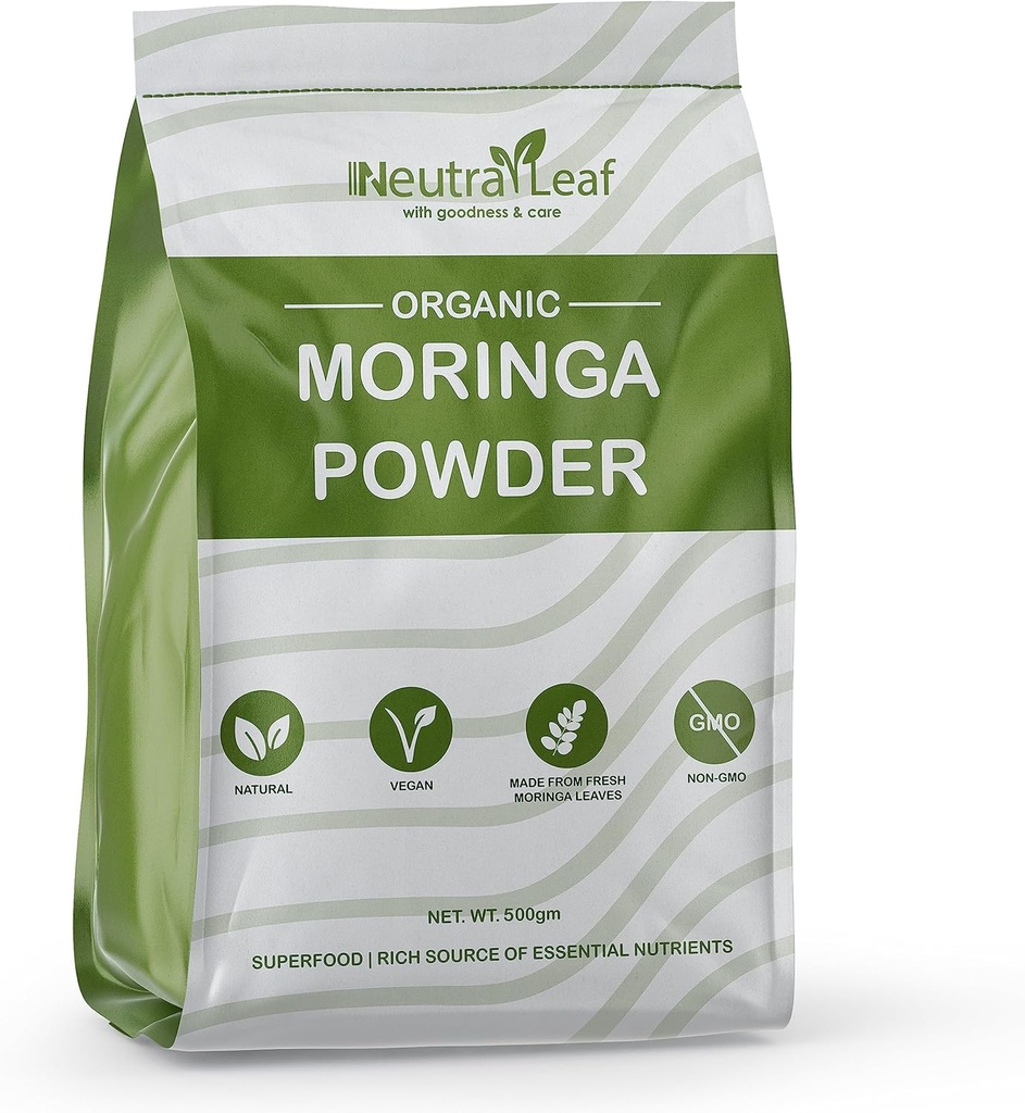 Organic Moringa Powder 500g • 124; øger immunitet & Metabolisme • 124; Hjælper til at få Slim • 124; Multivitamin • 124; Antioxidant • 124; God til hår & Hud • 124; Resealable Bag