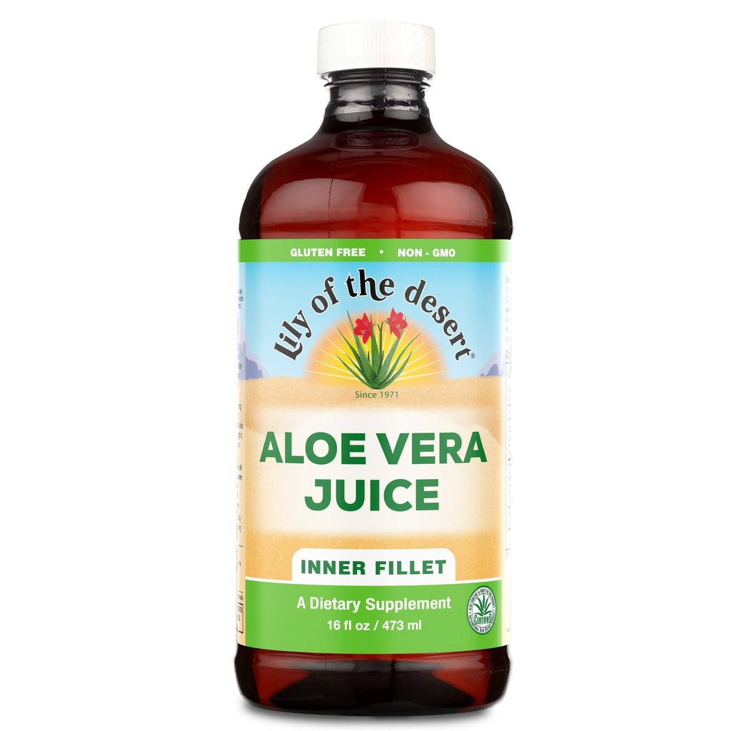 Lily Of The Desert Aloe Vera Juice Drink, Indre Fillet, Vegansk Kosttilskud og immunforsvar, Gluten Free Liquid Diguestive Aid, No Water Added, 16 Fl Oz