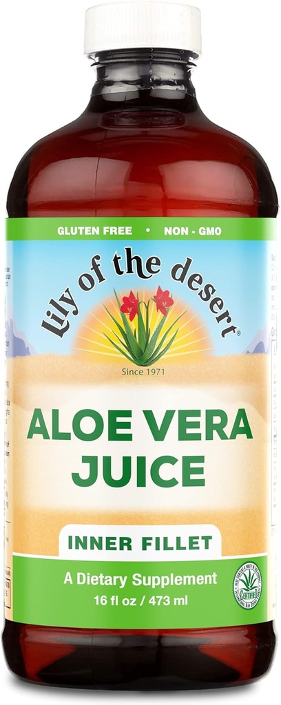 Lily Of The Desert Aloe Vera Juice Drink, Indre Fillet, Vegansk Kosttilskud og immunforsvar, Gluten Free Liquid Diguestive Aid, No Water Added, 16 Fl Oz
