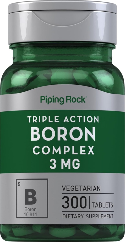 Piping Rock Boron Supplement for mænd og kvinder; 3 mg