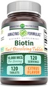 Amazing Formulas Biotin 10,000 mcg stålet 124; Fast Dissoll Tablets against 124; Non-GMO-bag-124; Gluten Free Supplement-124; Made in USA (Citrus-124; 120 tabletter)
