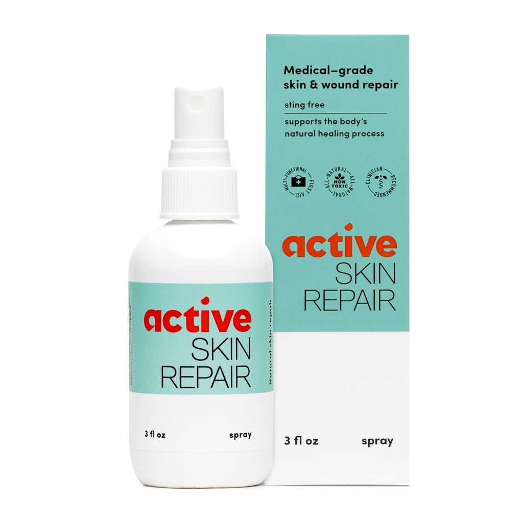 Aktiv Hudens Reparation Førstehjælp Healing Skin Spray - Natural & Non- Toxic med Hypochlorus Acid til Mindre Cuts, Sår, Scrapes, Udslæt, Sunburns, & Mere, 3 oz