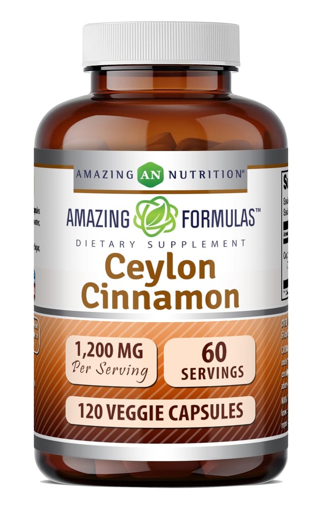 Amazing Formulas Ceylon Cinnamon 1200 Mg- 124; Vegetariske Kapsler - 124; Non- GMO - 124; Gluten- fri - 124; Fremstillet i USA (1 pakke - 124; 120 Tæl)