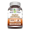 Amazing Formulas Ceylon Cinnamon 1200 Mg | Vegetarian Capsules | Non-GMO | Gluten-Free | Made in USA (1 Pack | 120 Count)