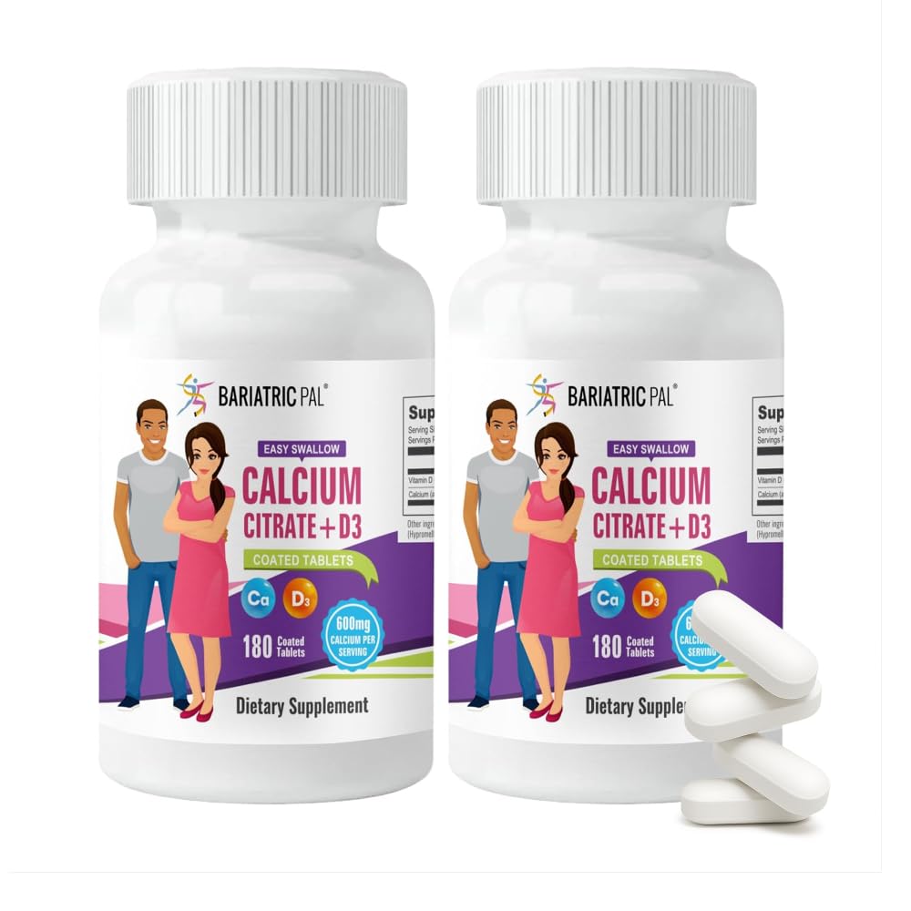 BariatricPal Easy Swallow Calcium Citrate (600mg) and D3 Coated Tablets (60-Day Supply)