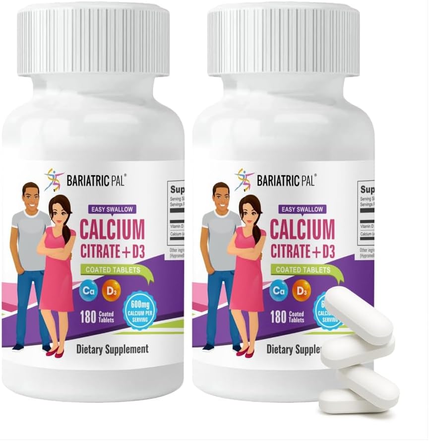 BariatricPal Easy Swallow Calciumcitrat (600 mg) og D3 overtrukne tabletter (60- dages forsyning)