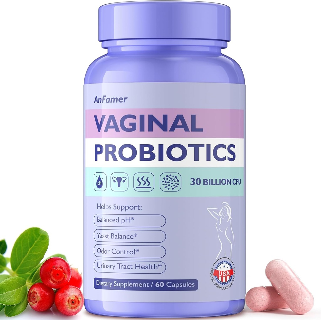 Vaginal Probiotics for Women Female,Promotes Ph Balance,Healthy Vaginal Odor & Flora,Urinary Tract Health with Prebiotics & Lactobacillus Probiotic Blend 30 Billion CFU,60 Capsules