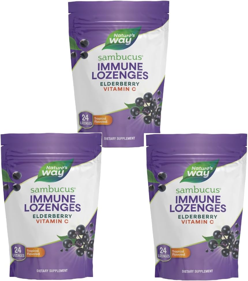 Nature 's Way Sambucus Immunlozenges, High Potency Vitamin C, Elderberry, 24 Tropical Flavored Lozenges (Packaging May Vary)