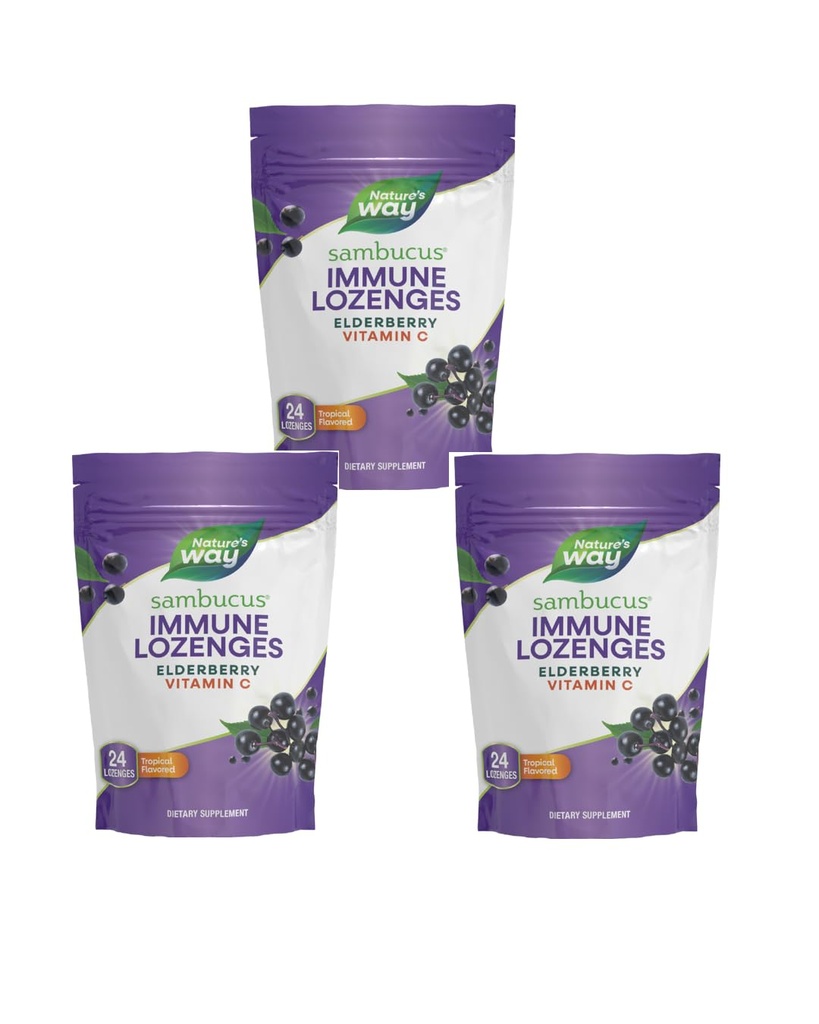 Nature 's Way Sambucus Immunlozenges, High Potency Vitamin C, Elderberry, 24 Tropical Flavored Lozenges (Packaging May Vary)