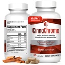 CinnaChroma Kapsler - Kanel Kosttilskud med 10: 1 Uddrag, Chrom, Vanadium, Selen, Vitamin D3 & K2 - Natural Sugar Blocker - 30 Kapsler, 1 Måned Supply