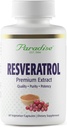 Paradise Herbs Resveratrol, Antioxidant, Super Potent, Ultra Pure, Vegan, Non GMO, Gluten Free, 60 vegetariske kapsler