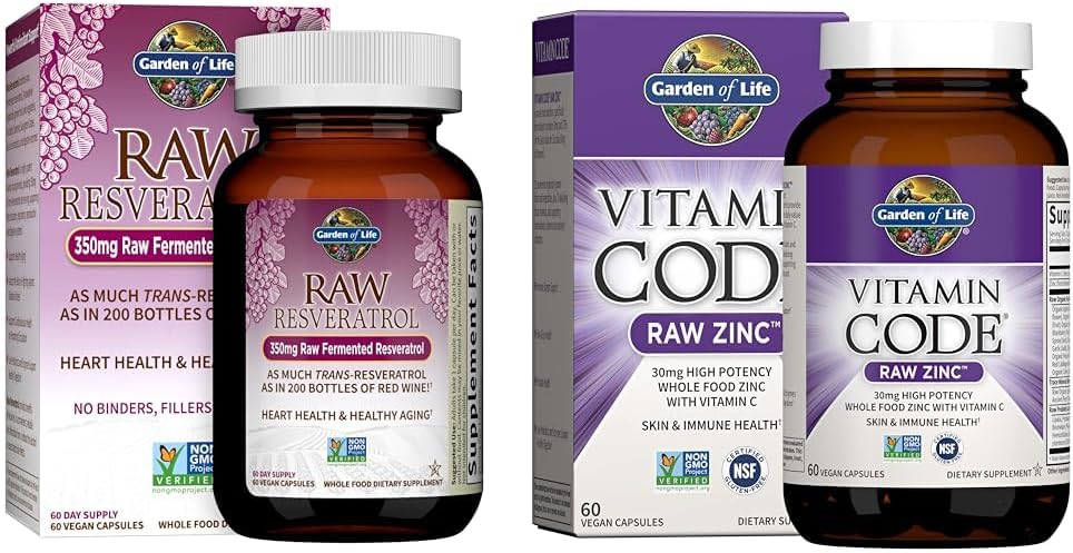 Have of Life Heart Resveratrol Supplement & Zink Kosttilskud 30mg High Potency Raw Zink og C-vitamin Multimineral Supplement