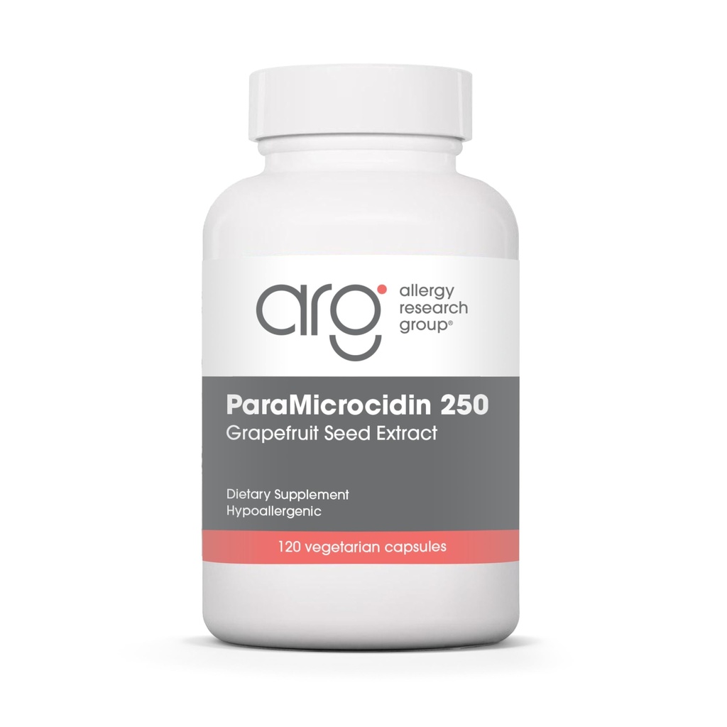 Allergy Research Group ParaMicrocidin 250 Supplement - Grapefrugt Seed Extract 500mg, Understøtter metaboliske funktion, Contaminant Free, Vegetariske Kapsler - 120 Greve