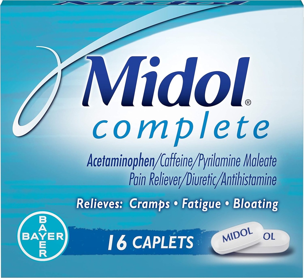 Midol Complete Caplets - 16 kapsler, pakke med 3