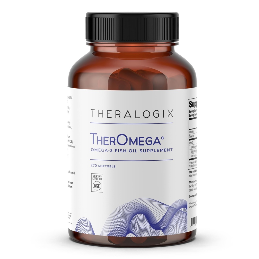 Theralogix TherOmega Omega-3 Fish Oil Supplement - Understøtter hjerte, hjerne, immunforsvar og fælles sundhed * - 700 mg DHA & EPA fra Wild Alaska Pollock - bæredygtigt sourced - NSF Certified - 270 Softgels