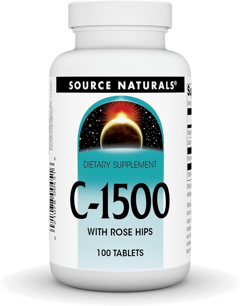 Source Naturals C- 1500, with Rose HIPS 1500 mg for immunsystem support - 100 tabletter