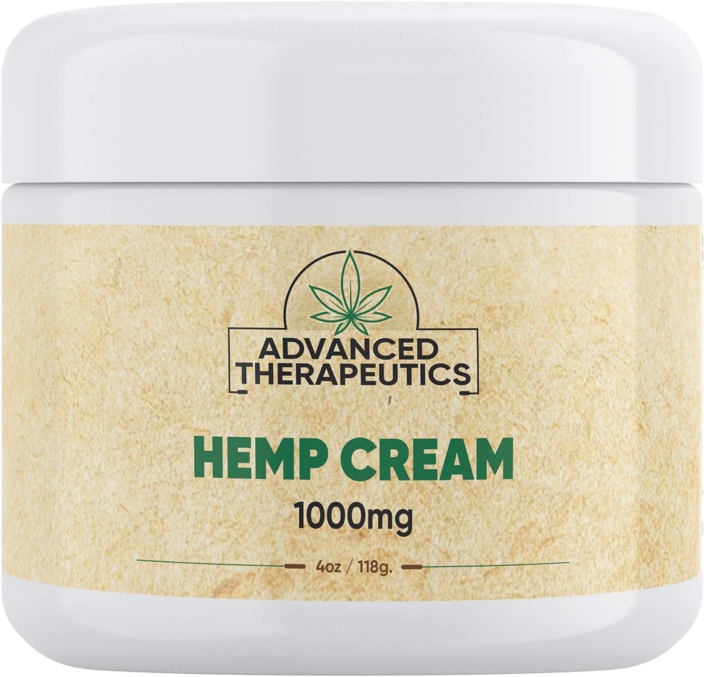 Avancerede terapier Hamp Cream 1000Mg 4 Ounce Muscle og fælles Rub med Hamp og Arnica til Stiff Muskler, Knees, Hals og Lavere Ryg. Lavere ubehag 24 timers varighed