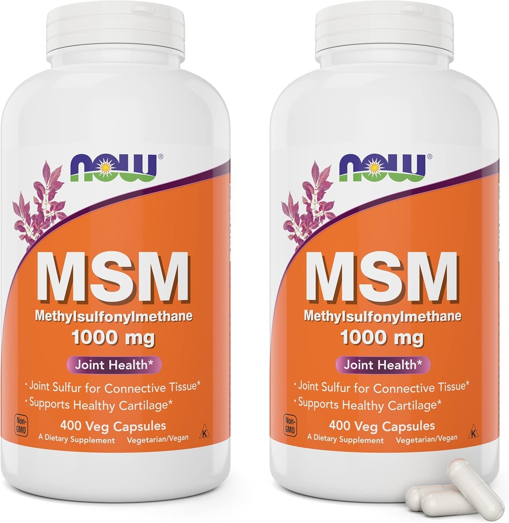 Nu MSM 1000mg, 400 Veg kapsler (pakke med 2) Methyl- sulfonyl- metan, Lavet i USA, Svovl Supplement, Non- GMO, Vegan / Vegetar Friendly